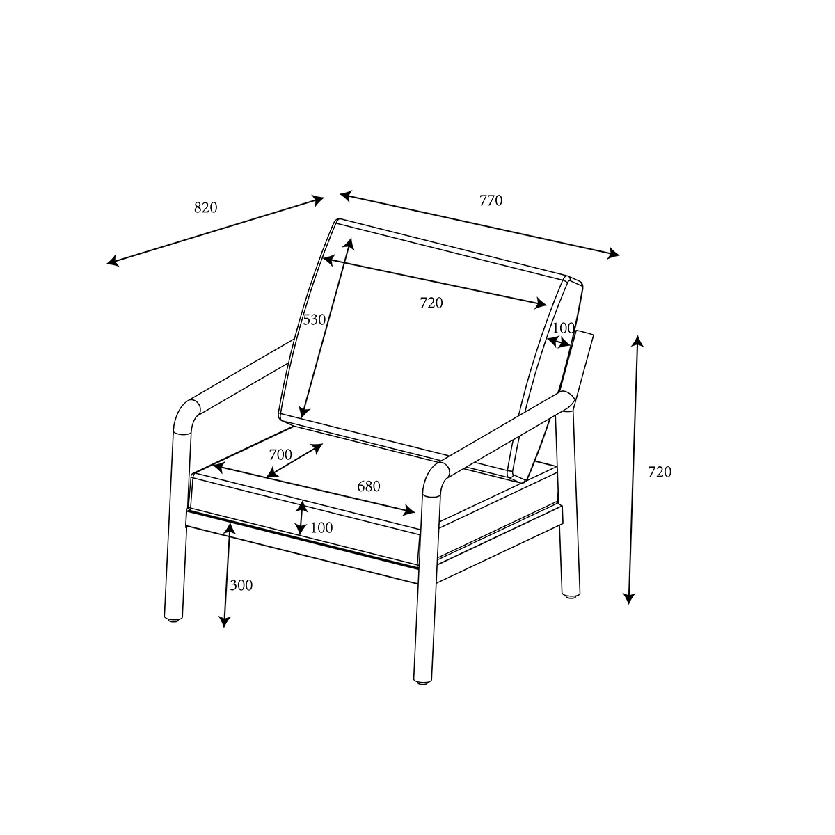 Sahara 3 Seat Lounge Set with Adjustable Table dimensions